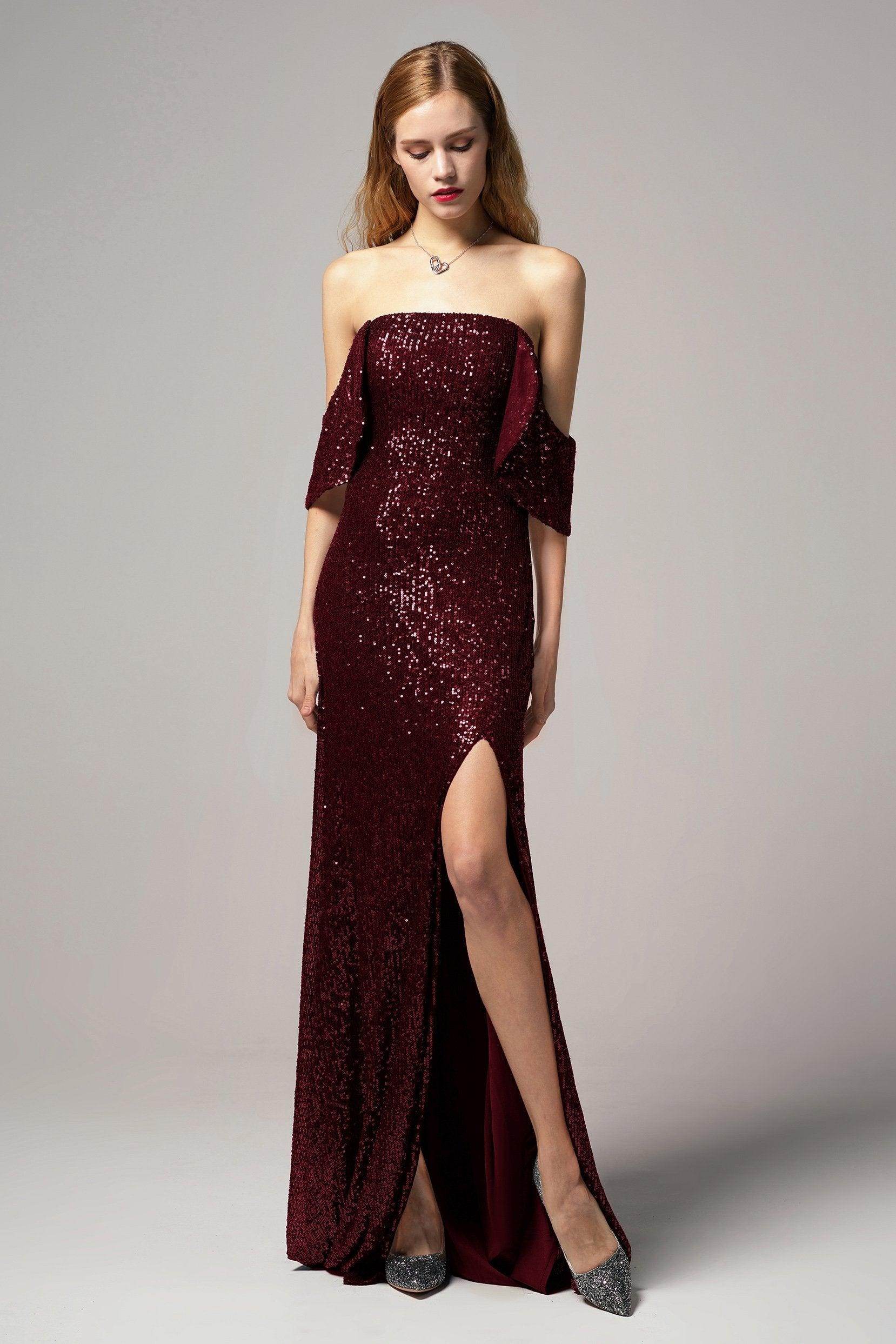 Sheath-Column Floor Length Sequined Dress CB0405 - COCOMELODY